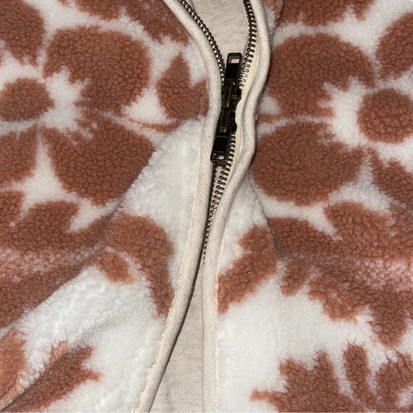 FREE PEOPLE WE THE FREE Canyon Moon Cardi Coat Teddy Oversize Ivory zip up Sz M - Picture 6 of 12